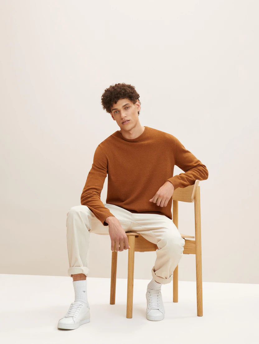 TOM TAILOR BASIC CREW NECK SWEATER Herren Strickpullover