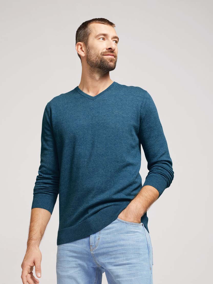 TOM TAILOR BASIC V-NECK SWEATER Herren Strickpullover