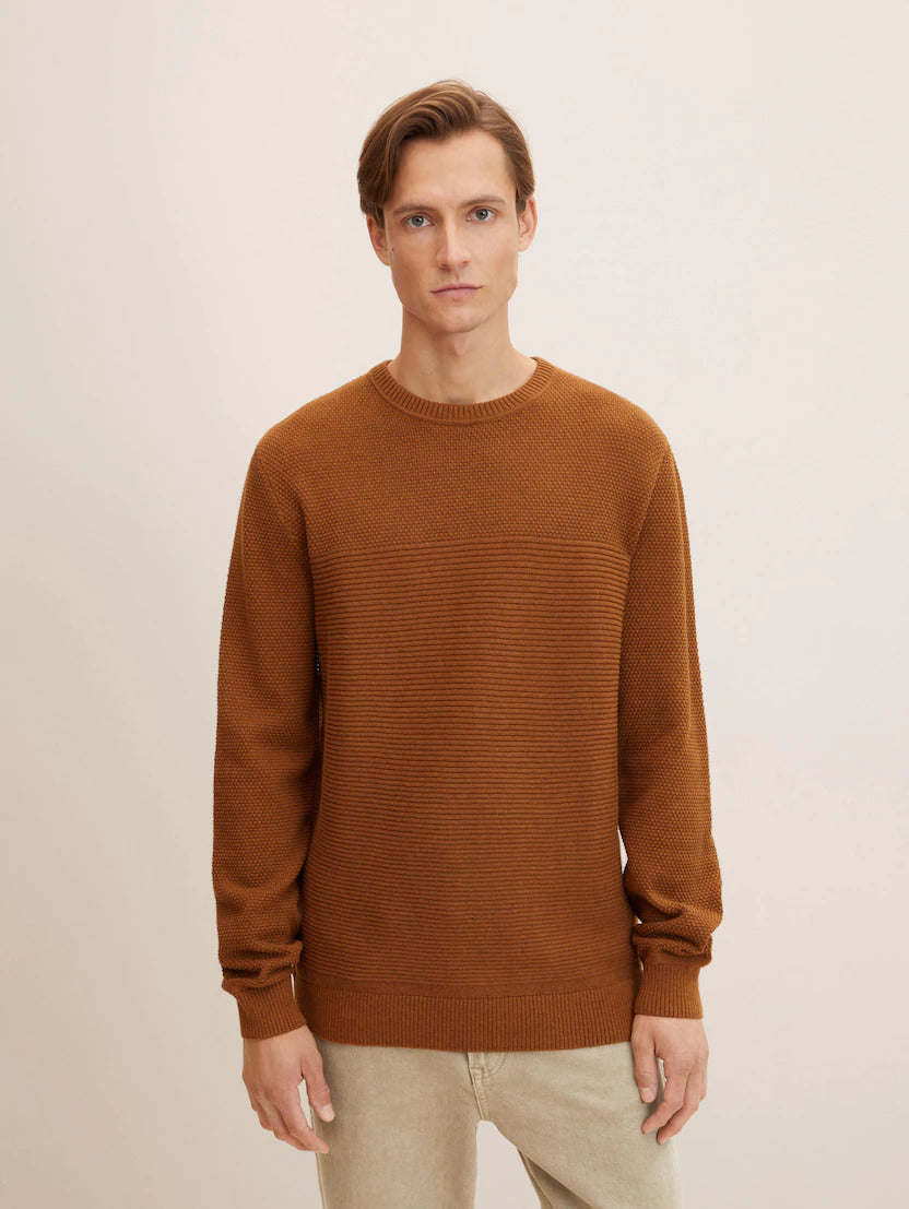 TOM TAILOR BASIC STRUCTURED KNIT PULLOVER Herren Strickpullover