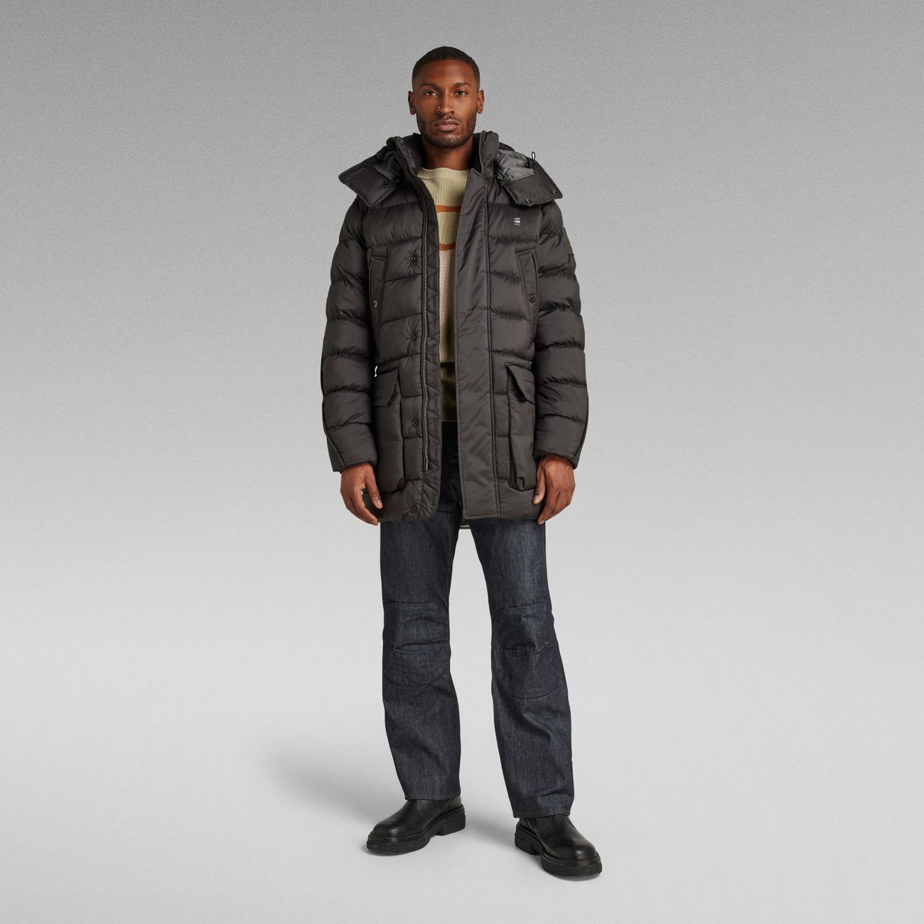 G-STAR RAW DENIM G-WHISTLER PADDED HOODED PARKA Herren Winterparka