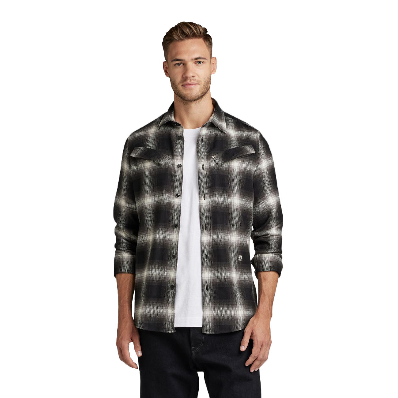 G-STAR RAW DENIM SLANT POCKET SLIM SHIRT Herren Langarm Karohemd