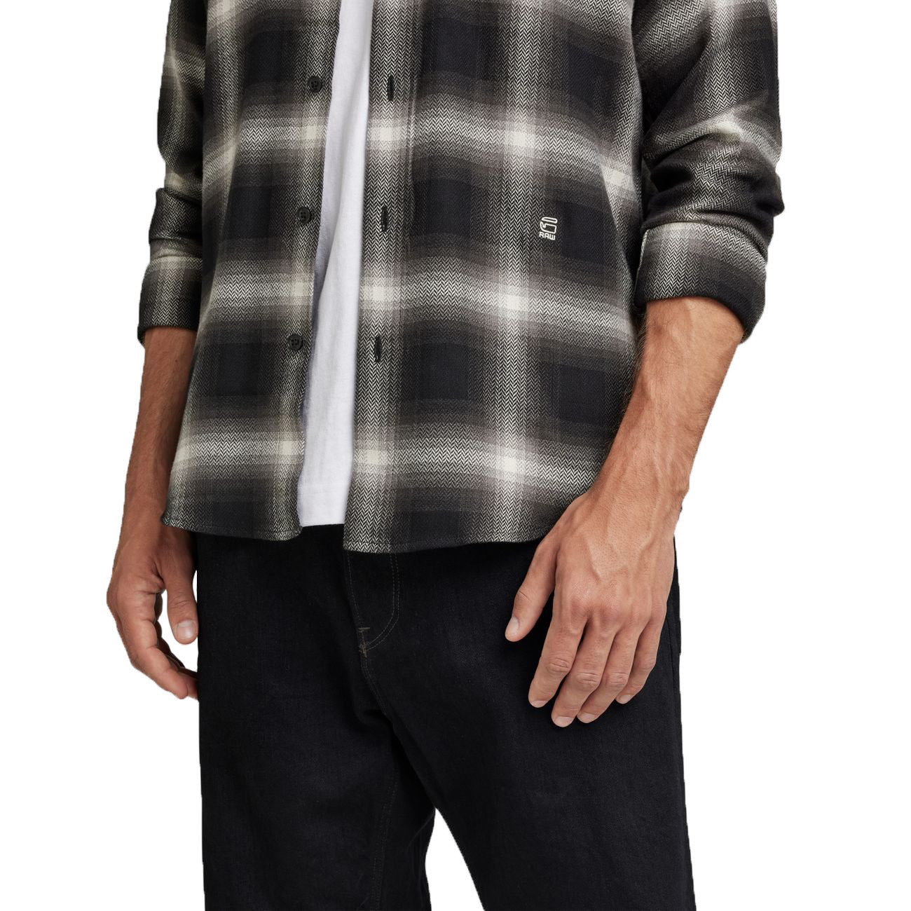 G-STAR RAW DENIM SLANT POCKET SLIM SHIRT Herren Langarm Karohemd