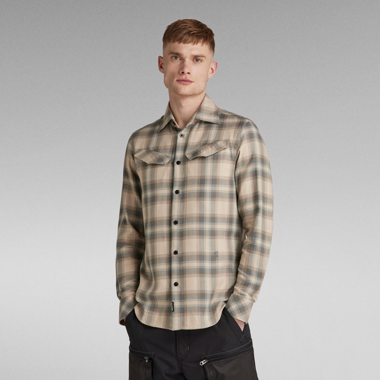 G-STAR RAW DENIM SLANT POCKET SLIM SHIRT Herren Langarm Karohemd