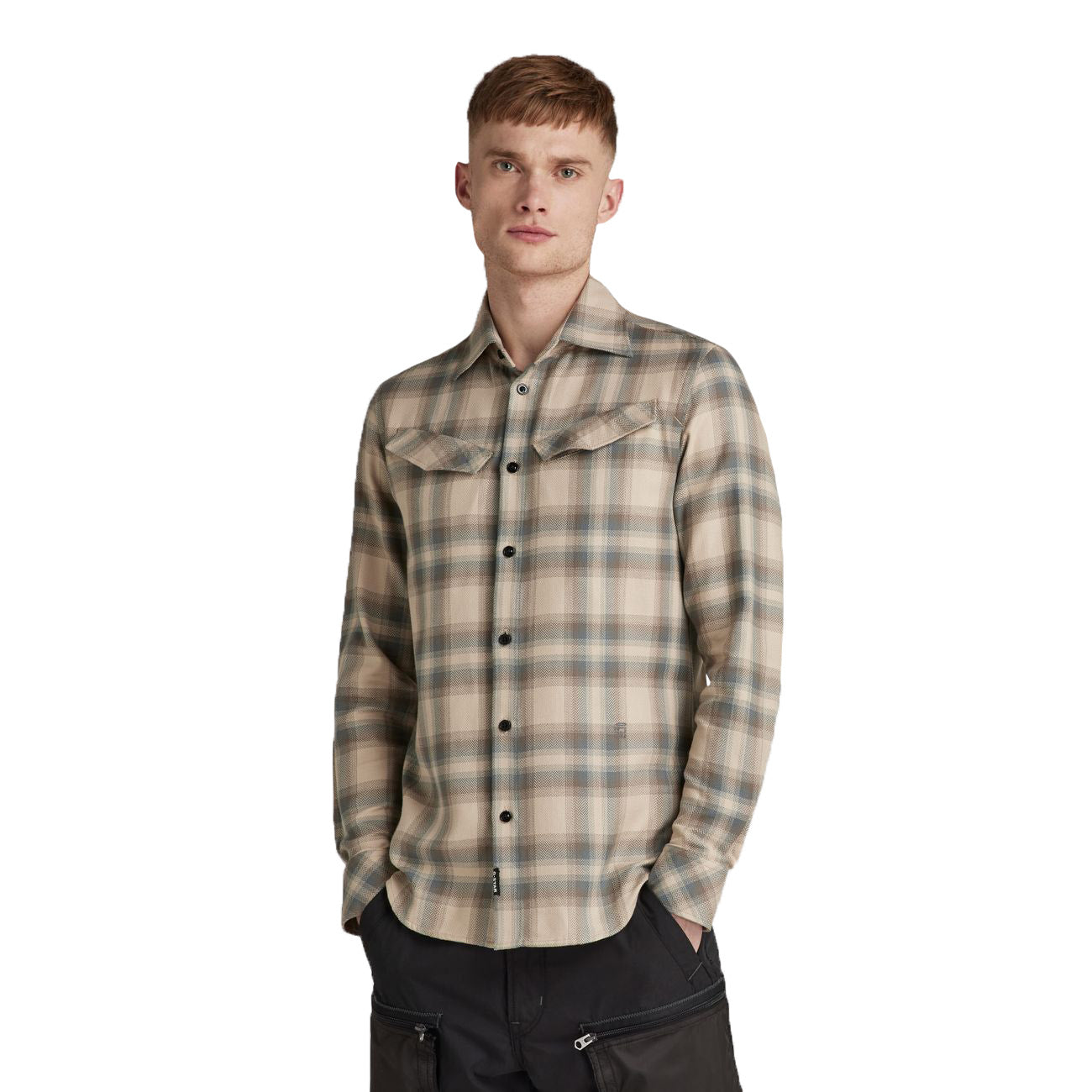 G-STAR RAW DENIM SLANT POCKET SLIM SHIRT Herren Langarm Karohemd