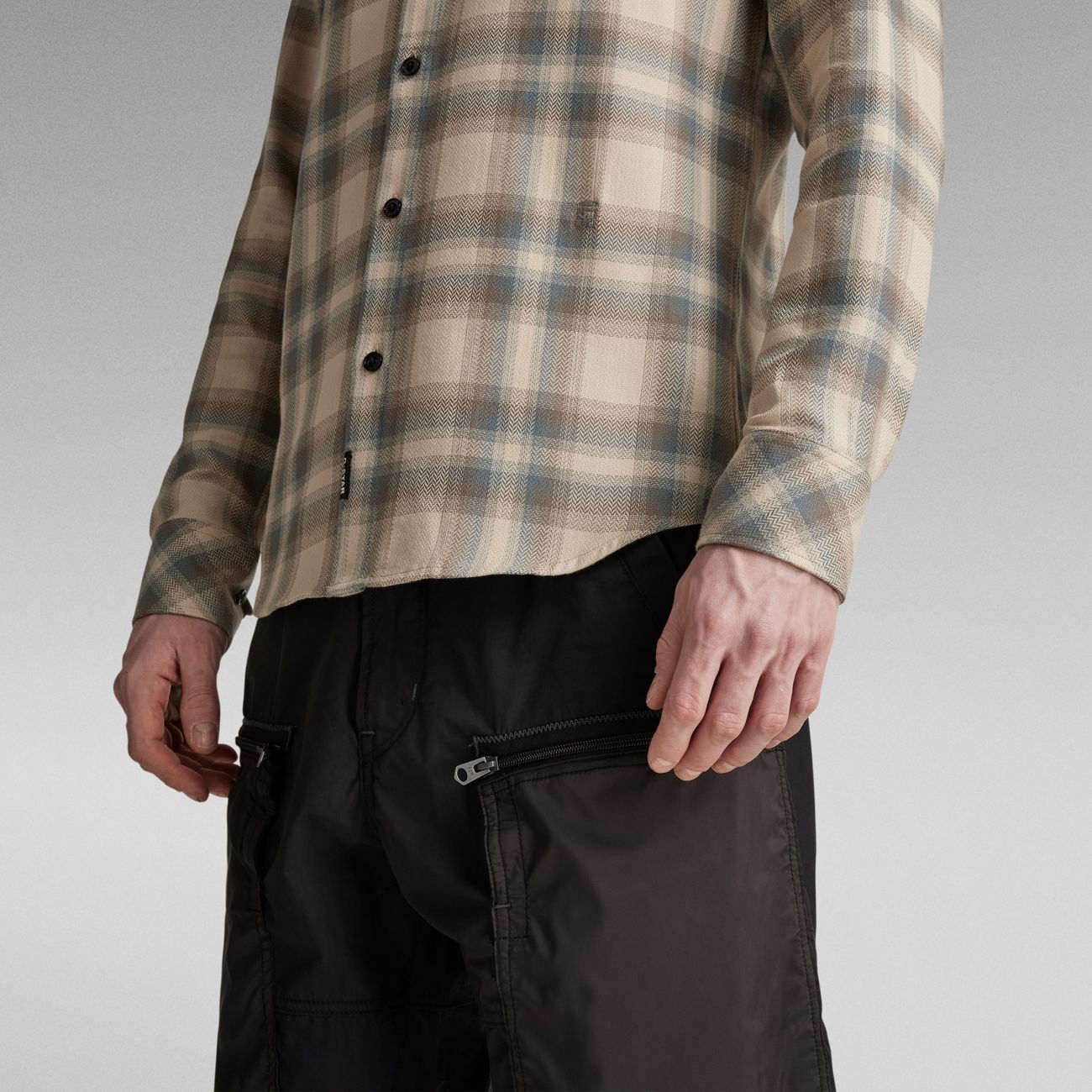 G-STAR RAW DENIM SLANT POCKET SLIM SHIRT Herren Langarm Karohemd