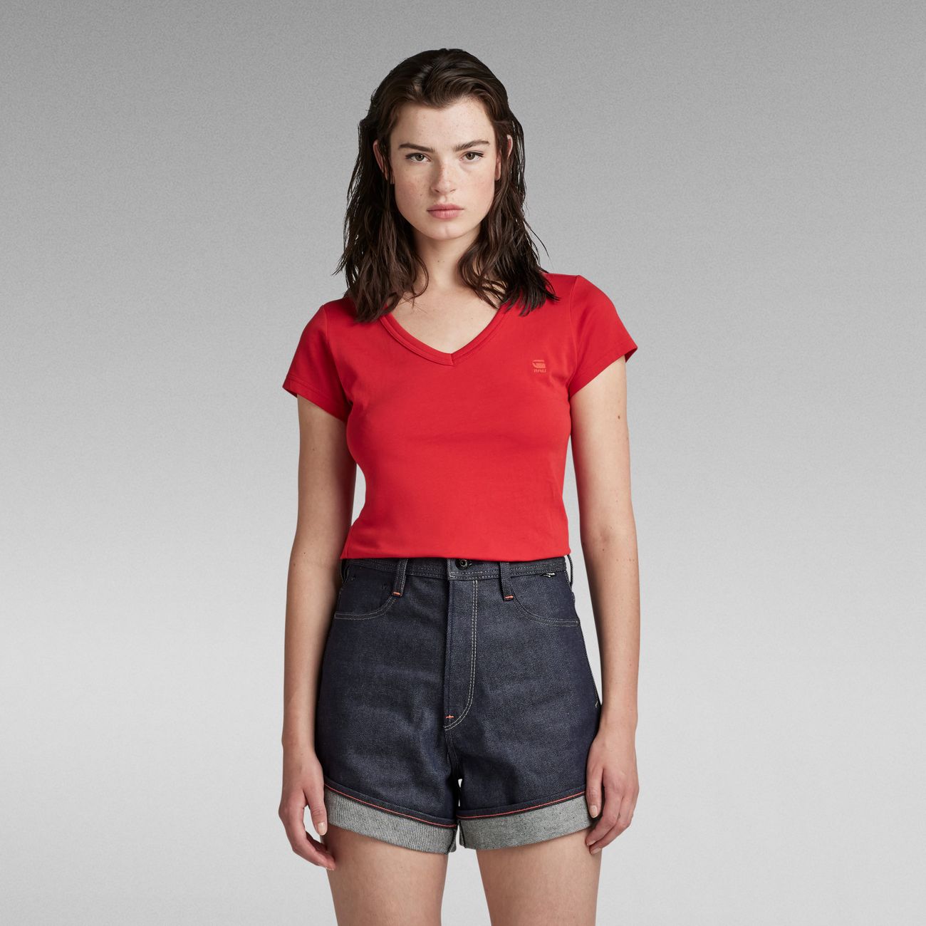 G-STAR RAW DENIM EYBEN SLIM V WMN S/S Damen T-Shirt