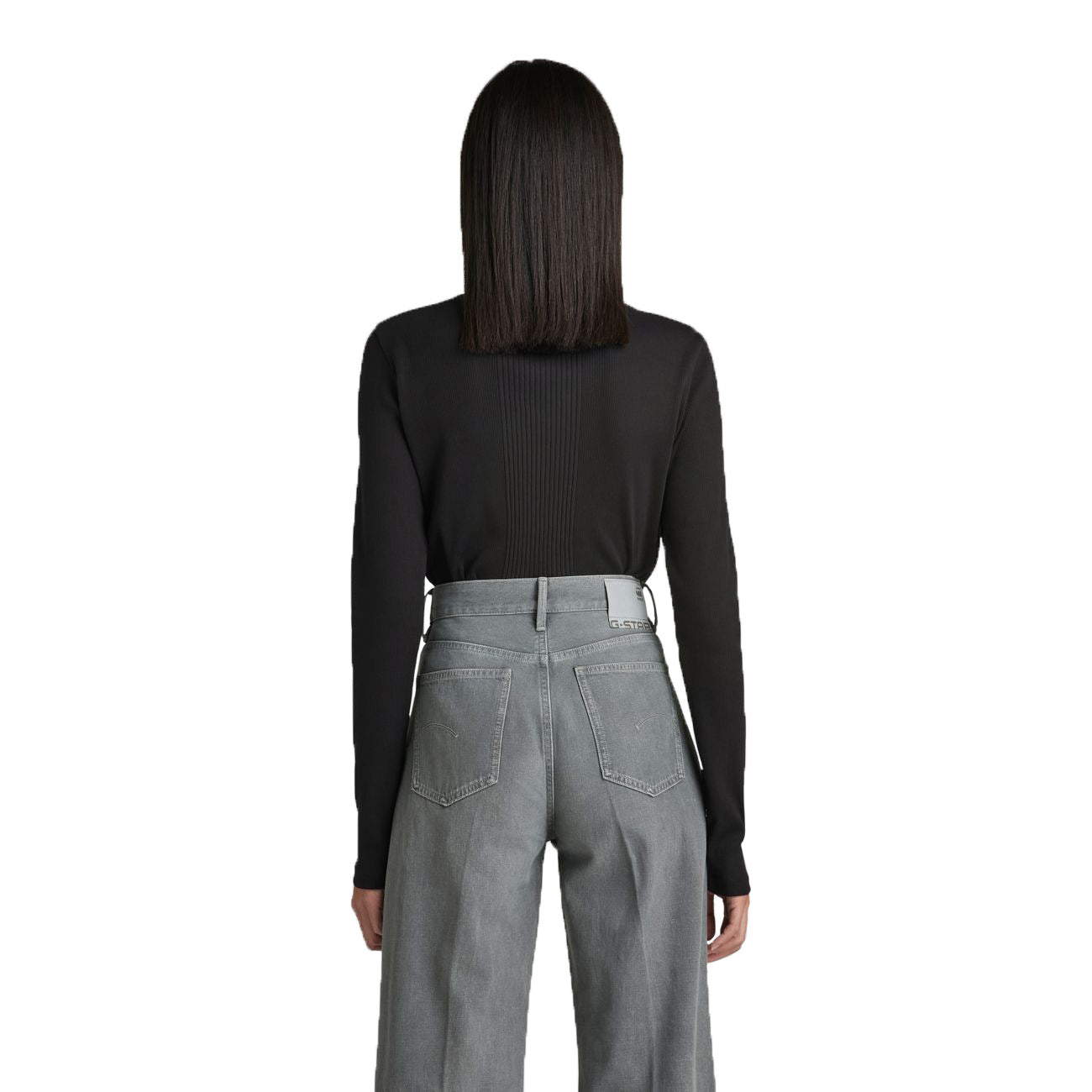 G-STAR RAW DENIM SLIM RIB BOATNECK L/S Damen Longsleeve