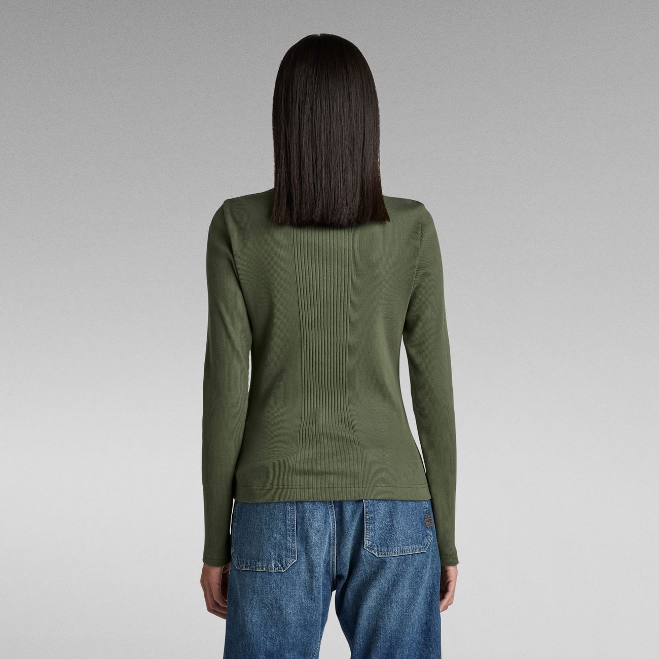 G-STAR RAW DENIM SLIM RIB BOATNECK L/S Damen Longsleeve