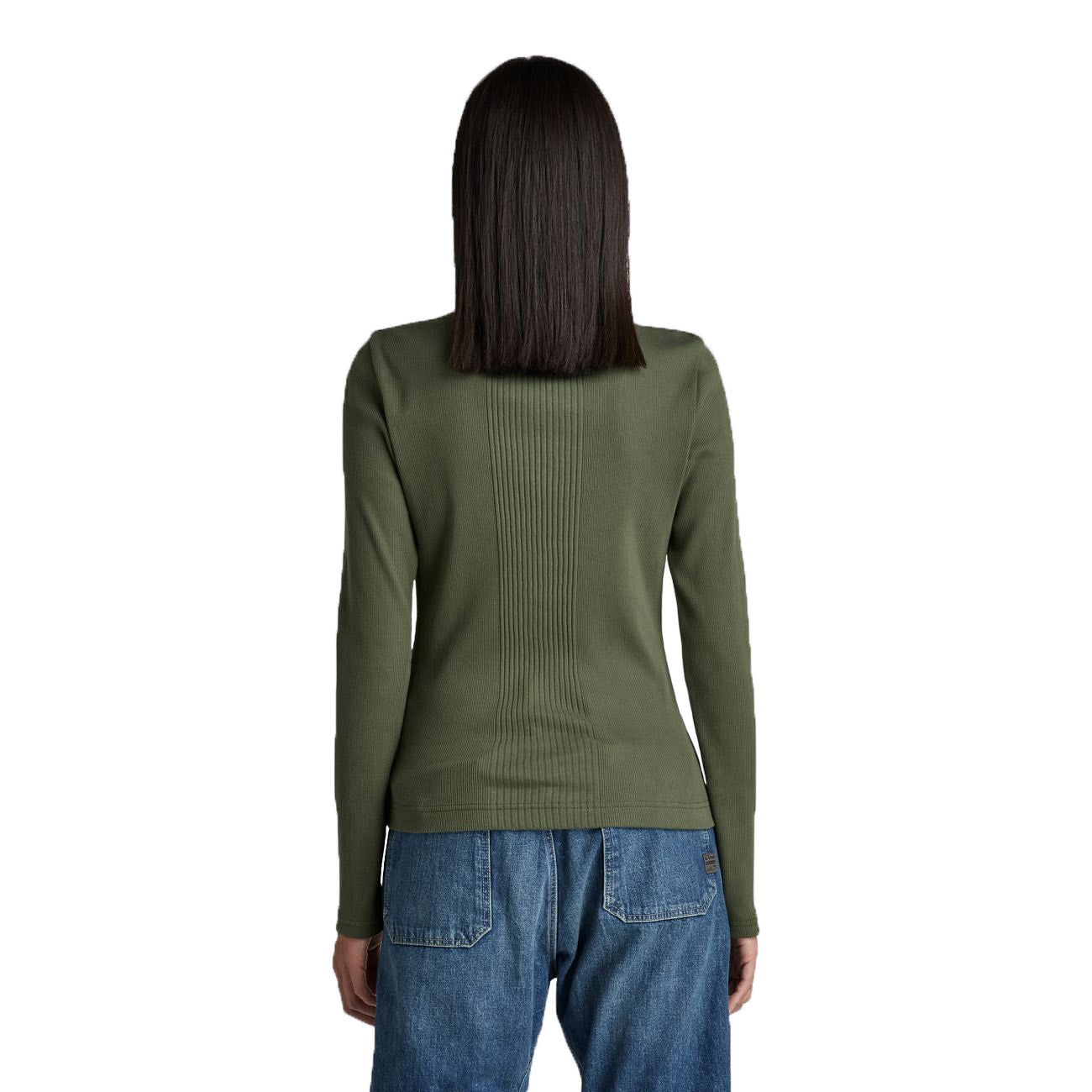 G-STAR RAW DENIM SLIM RIB BOATNECK L/S Damen Longsleeve