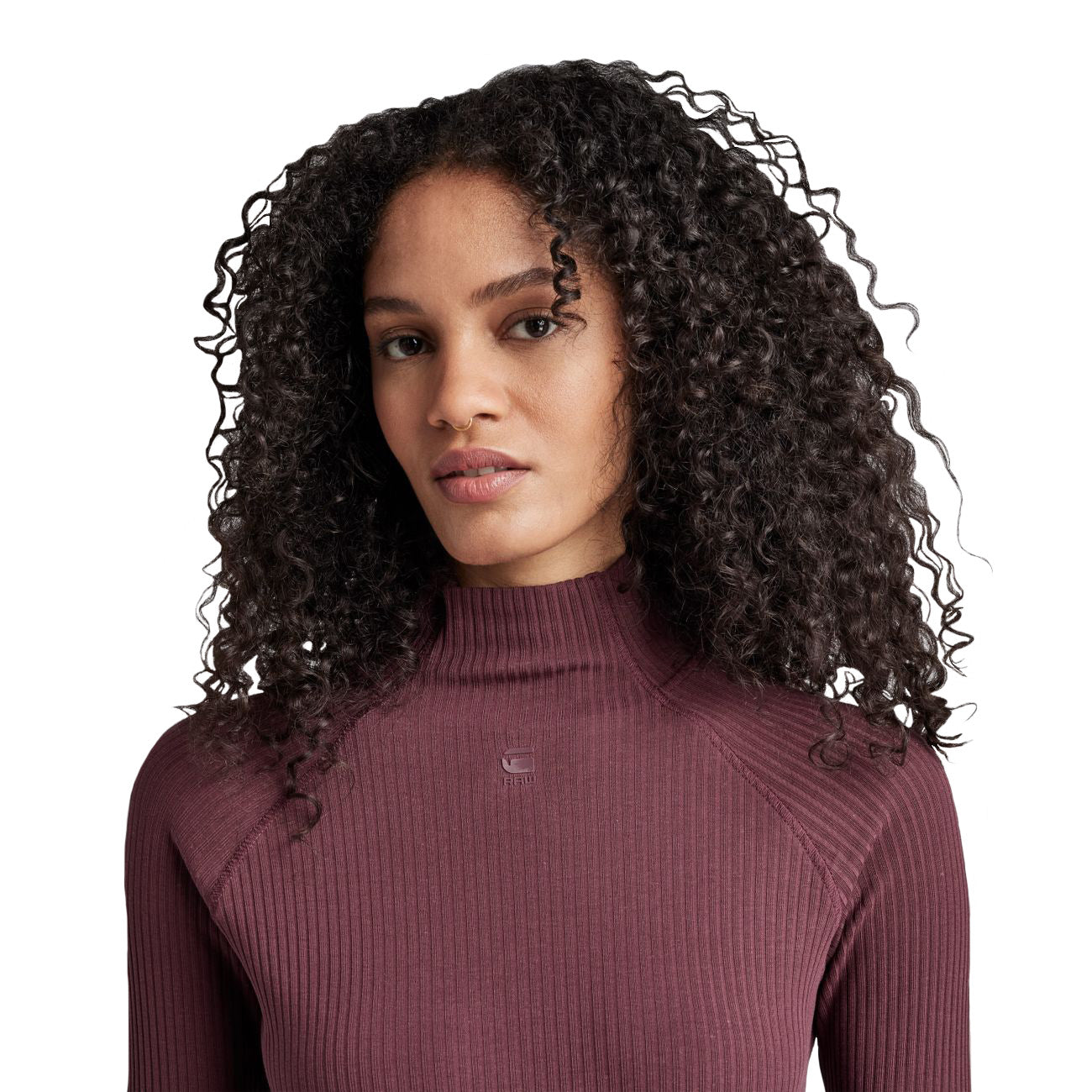 G-STAR RAW DENIM RIB MOCK SLIM L/S WMN Damen Turtleneck Shirt