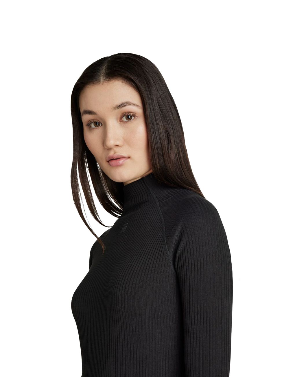 G-STAR RAW DENIM RIB SLIM DRESS Knielanges Damen Strickstruktur Kleid