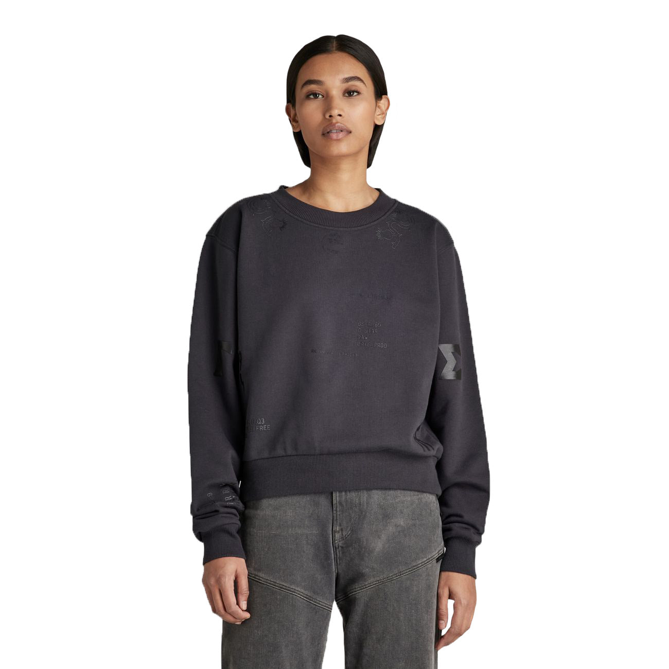 G-STAR RAW DENIM MULTI GRAPHIC CROPPED LOOSE SWEATSHIRT Damen Sweatshirt