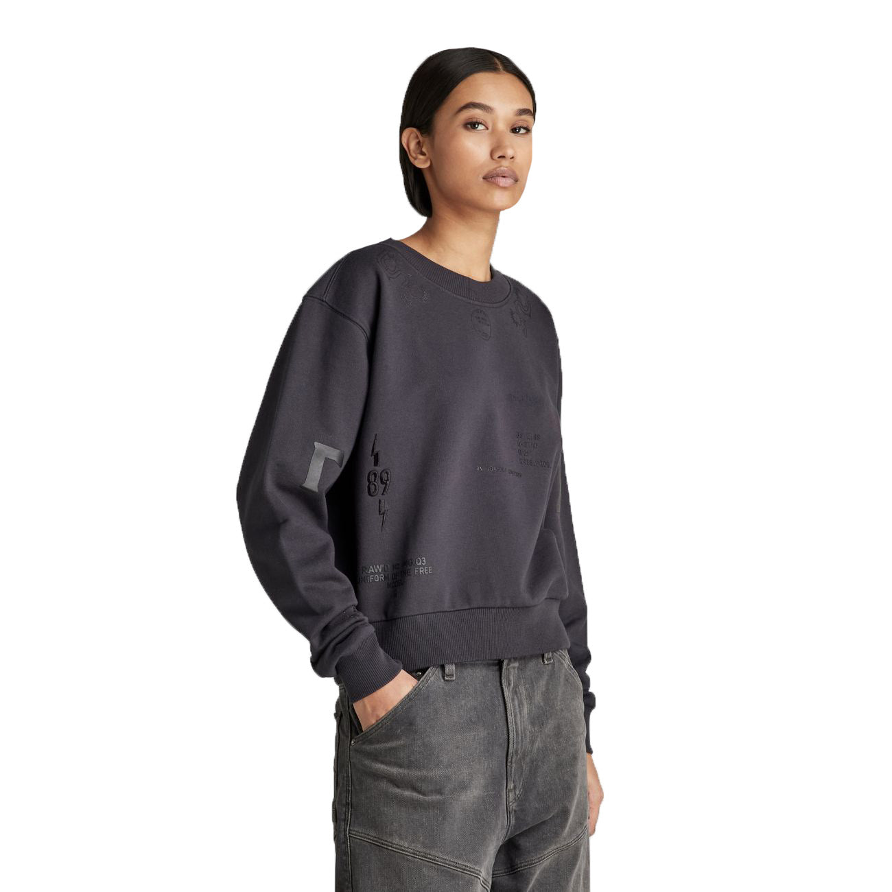 G-STAR RAW DENIM MULTI GRAPHIC CROPPED LOOSE SWEATSHIRT Damen Sweatshirt