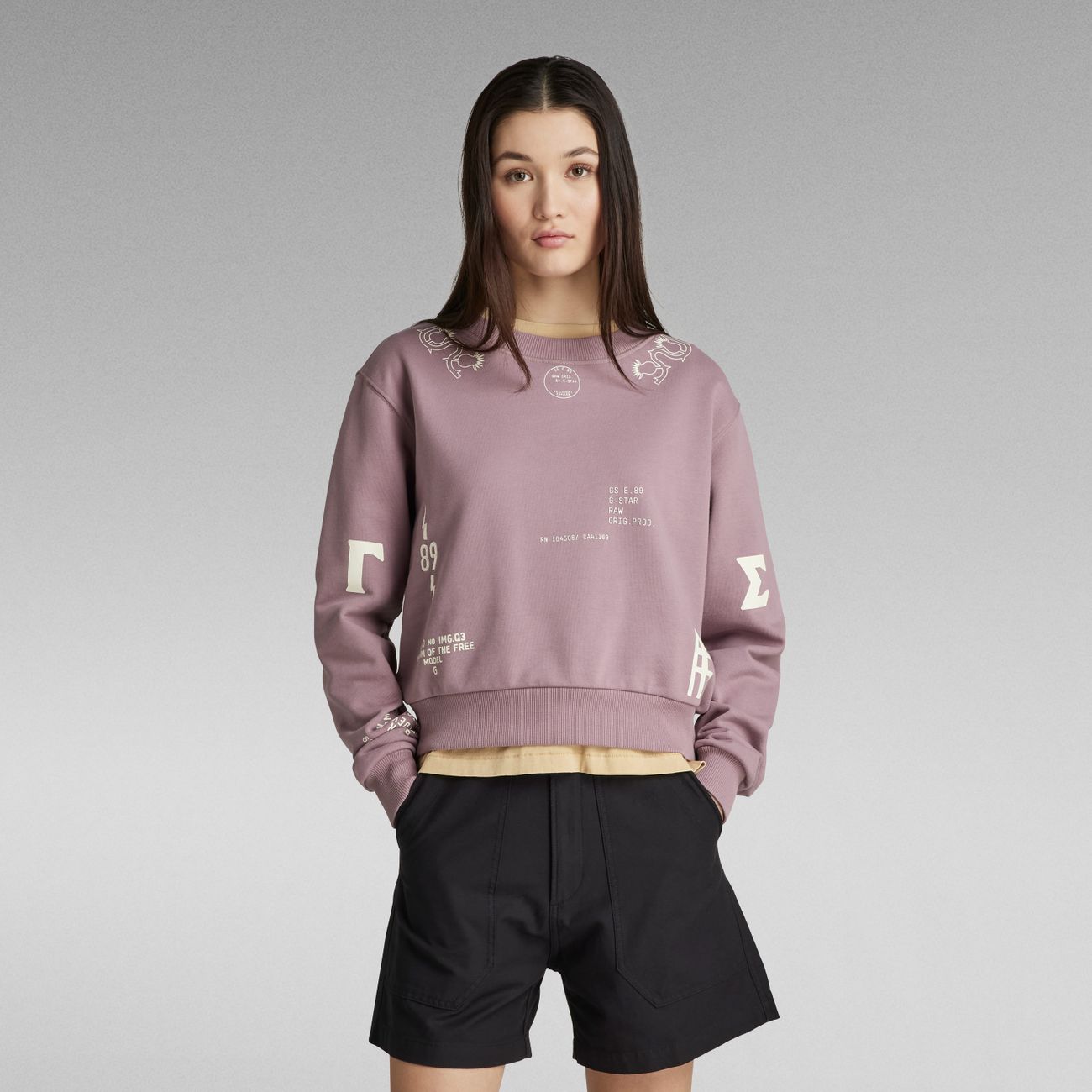 G-STAR RAW DENIM MULTI GRAPHIC CROPPED LOOSE SWEATSHIRT Damen Sweatshirt