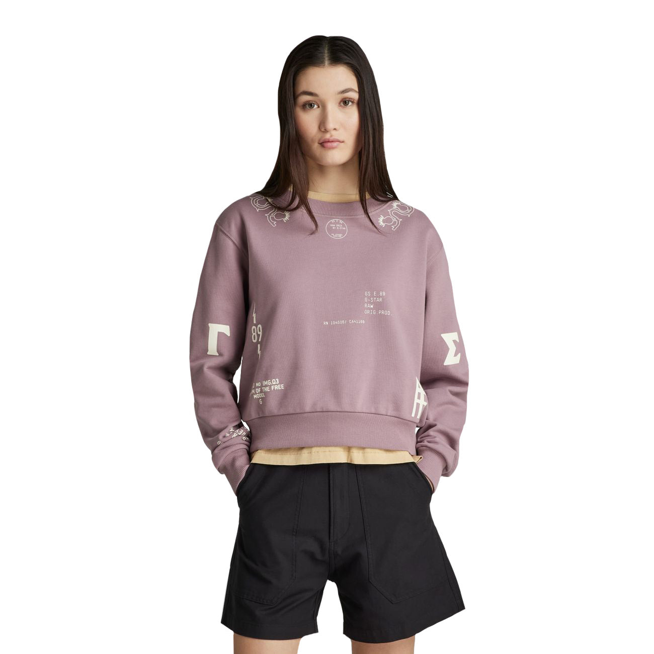 G-STAR RAW DENIM MULTI GRAPHIC CROPPED LOOSE SWEATSHIRT Damen Sweatshirt