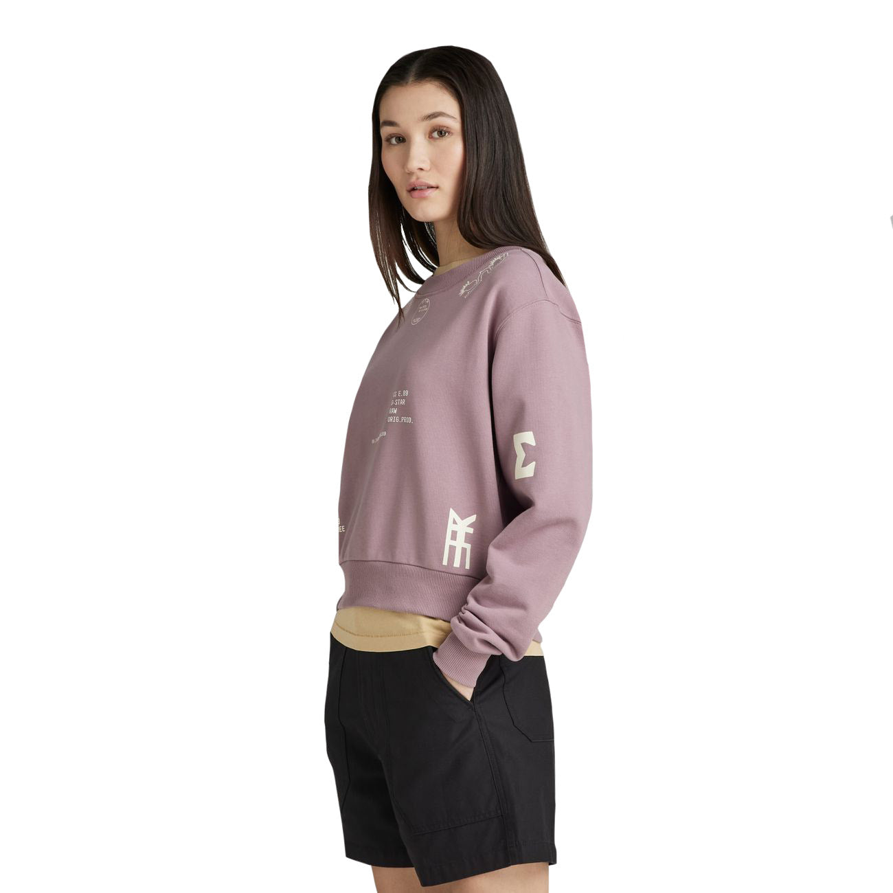 G-STAR RAW DENIM MULTI GRAPHIC CROPPED LOOSE SWEATSHIRT Damen Sweatshirt