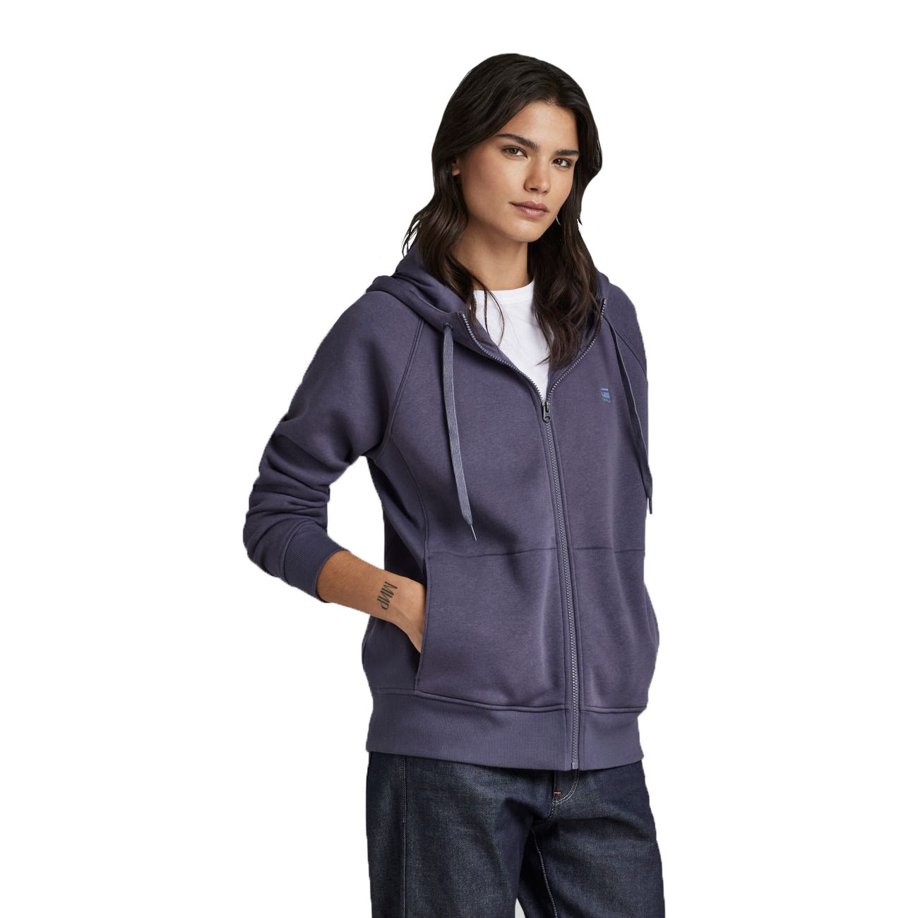 G-STAR RAW DENIM PREMIUM CORE 2.1 HOODIE ZIP THRU SWEAT Damen Kapuzen-Sweatjacke