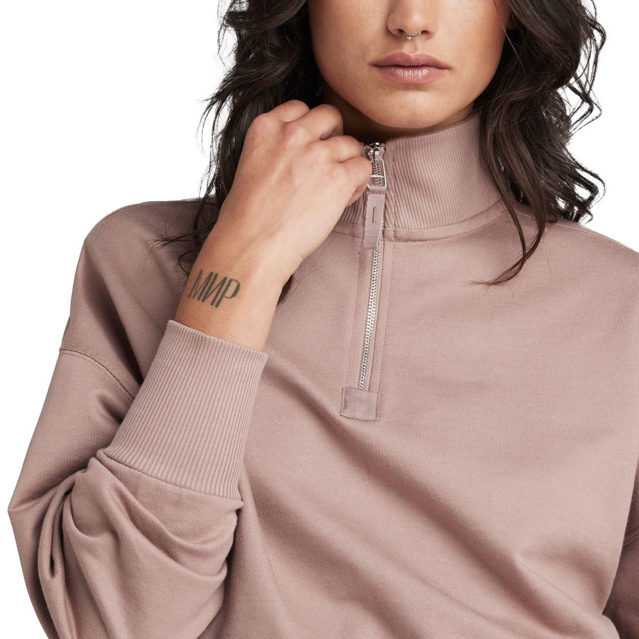 G-STAR RAW DENIM CROPPED 1/2 ZIP LOOSE SWEAT Damen Sweatshirt