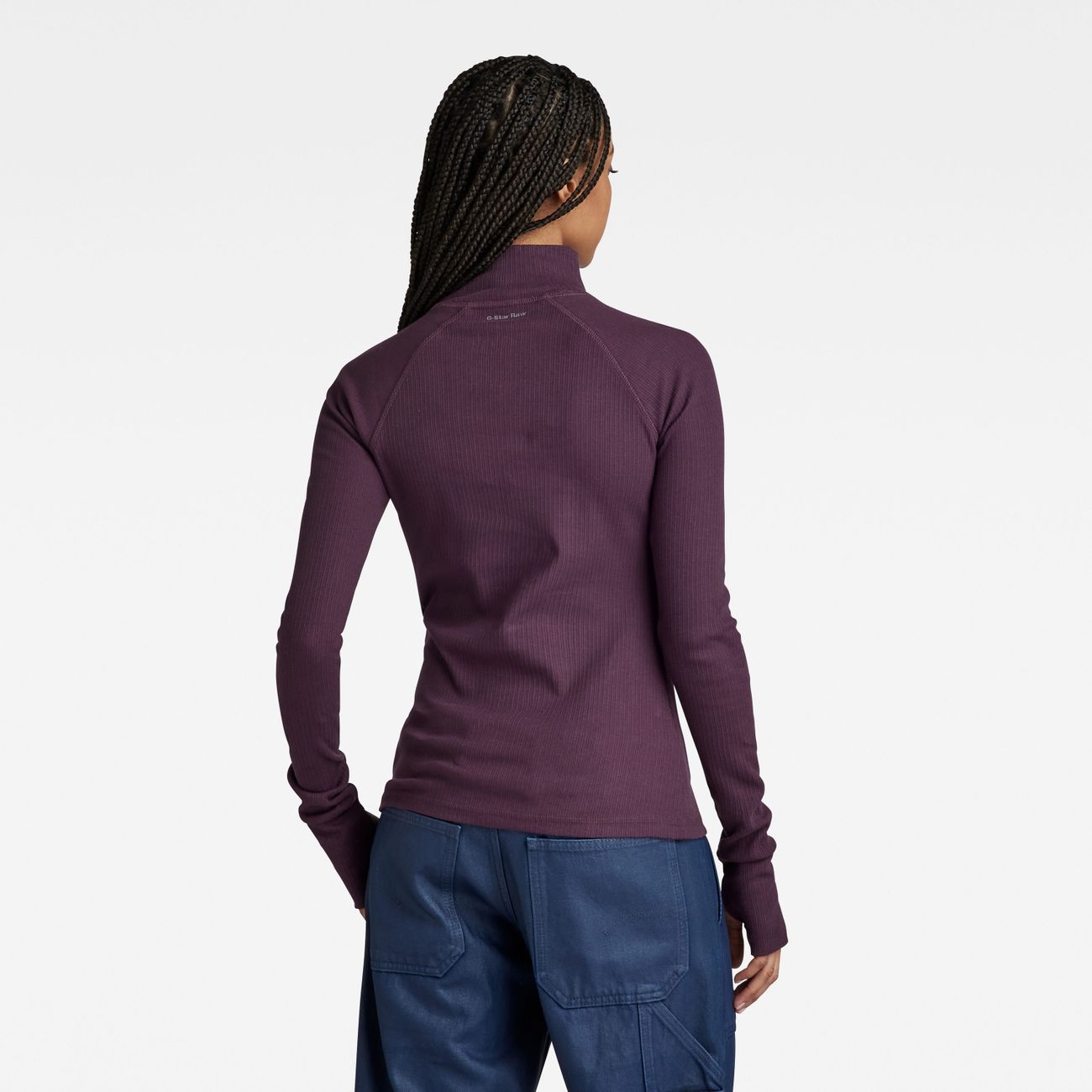 G-STAR RAW DENIM SLIM RIB MOCK L/S WMN Damen Langarmshirt