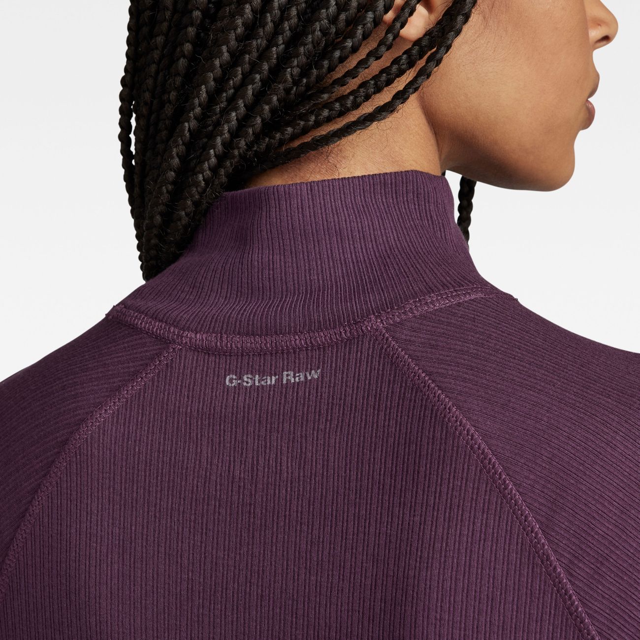G-STAR RAW DENIM SLIM RIB MOCK L/S WMN Damen Langarmshirt