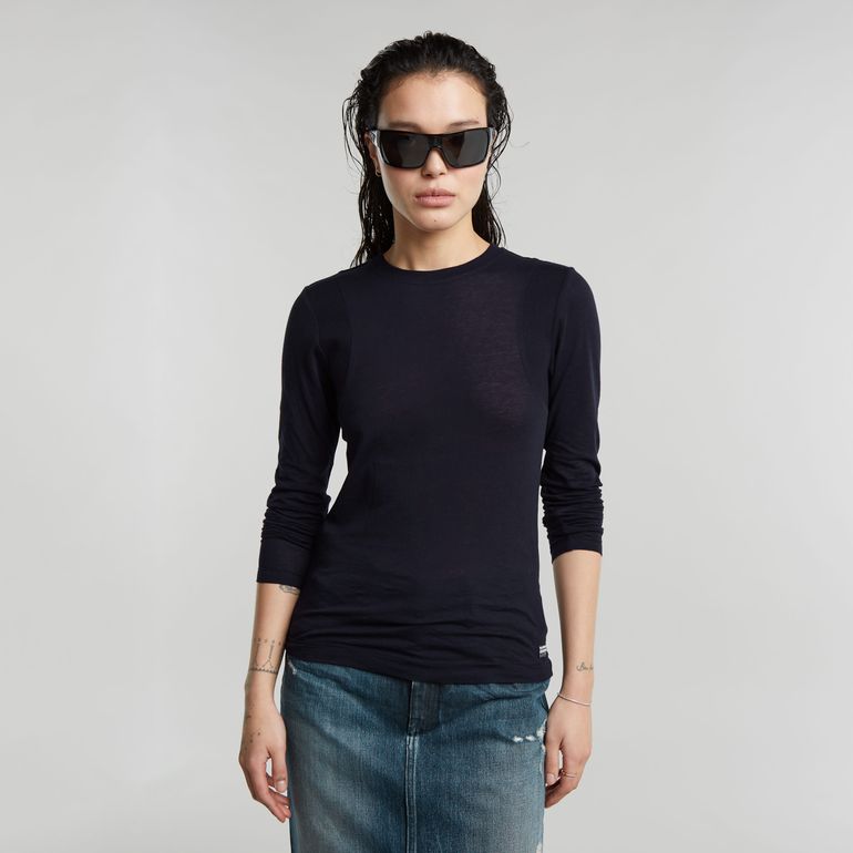 G-STAR RAW DENIM RIBBED SHOULDER PANELS SLIM R T L/S Damen Longsleeve