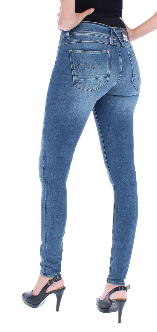 G-STAR RAW DENIM LYNN MID SKINNY Damen Jeans Fade-Effekten Destroyed-Details