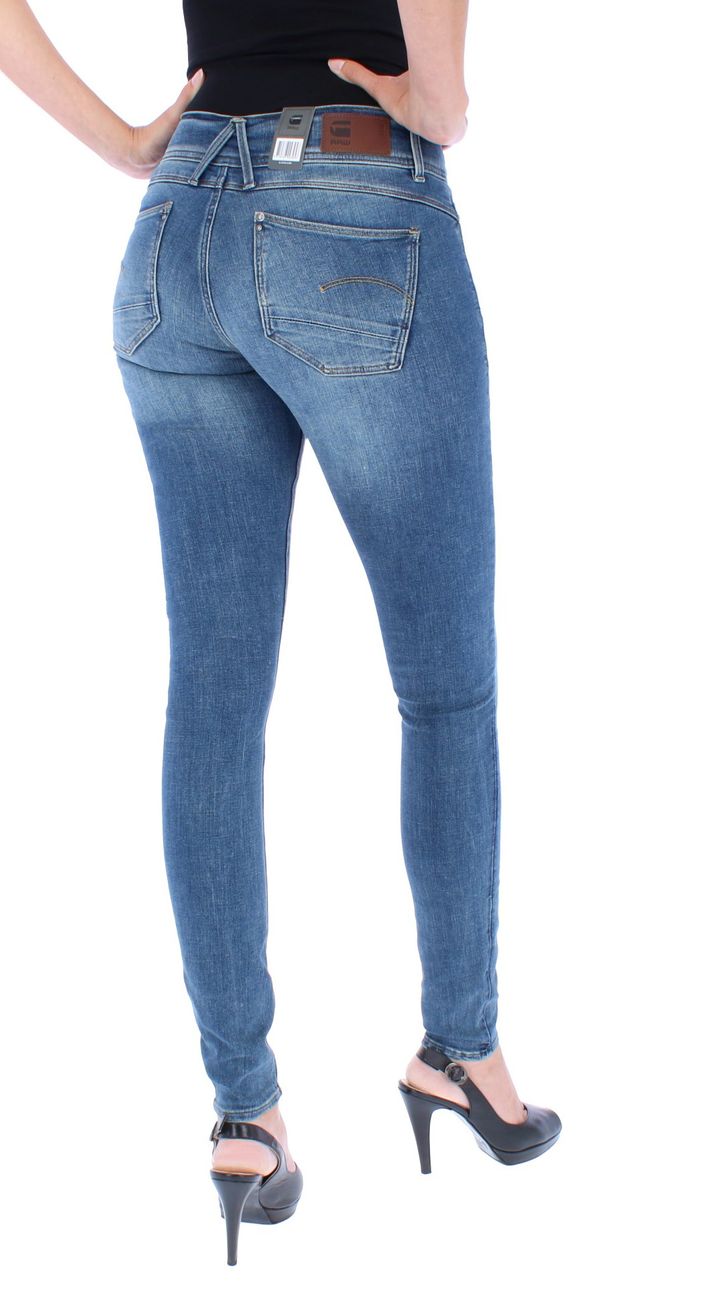 G-STAR RAW DENIM LYNN MID SKINNY Damen Jeans Fade-Effekten Destroyed-Details
