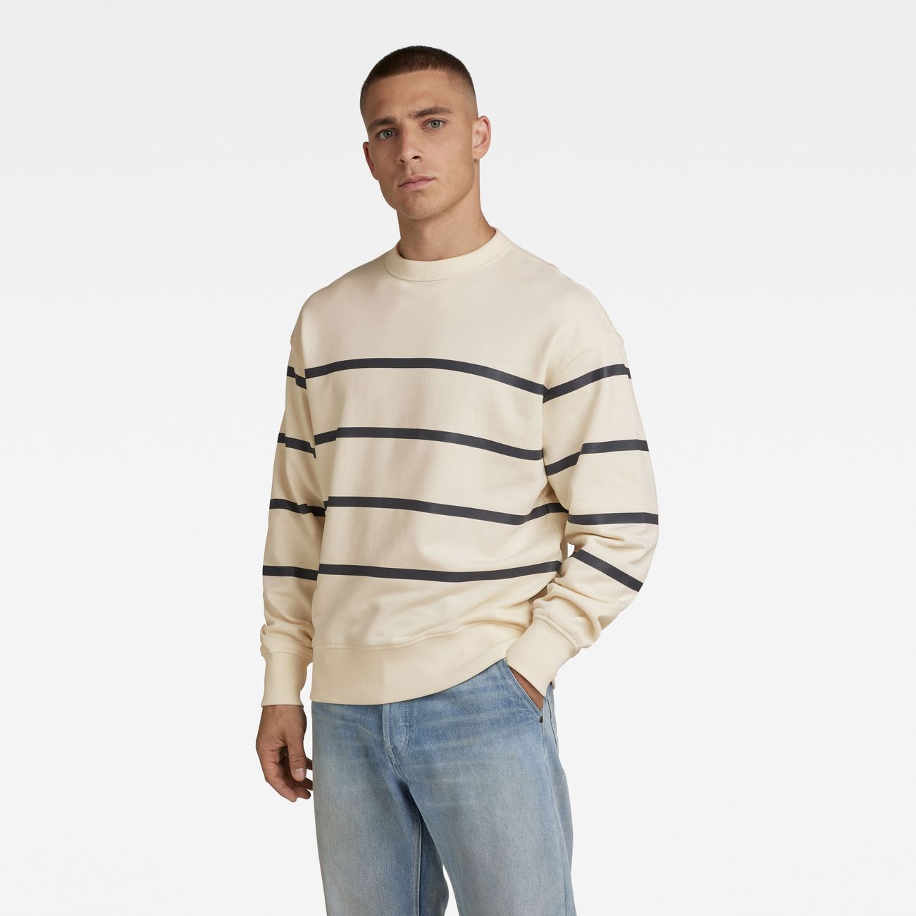 G-STAR RAW DENIM PLACED STRIPE LOOSE SWEATSHIRT Herren Sweatshirt
