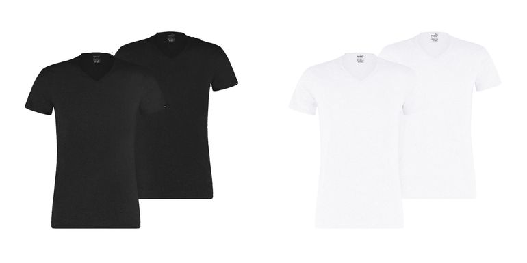 PUMA BASIC 2P V-NECK Herren Doppelpack V-Neck T-Shirts