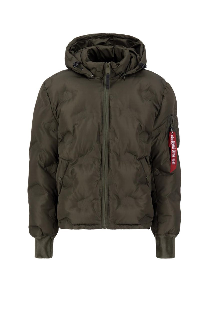 ALPHA INDUSTRIES HOODED LOGO PUFFER Herren Winterjacke