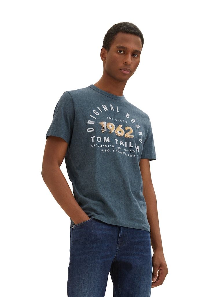 TOM TAILOR STRIPED T-SHIRT WITH PRINT Herren T-Shirt