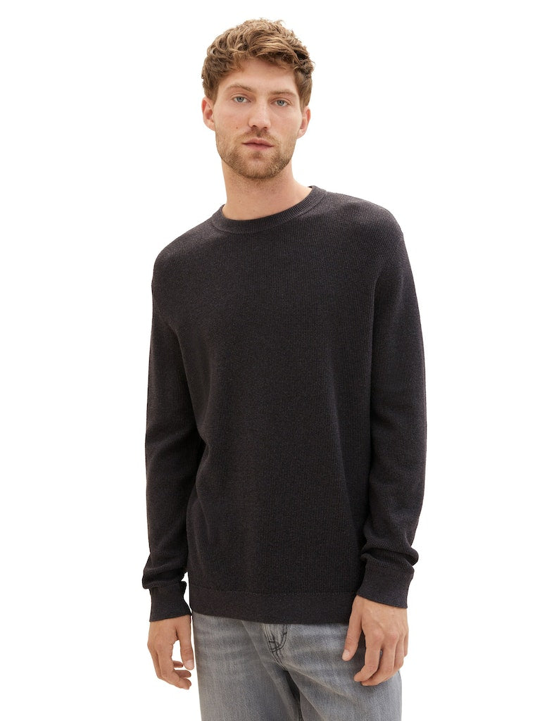 TOM TAILOR STRUCTURED CREWNECK KNIT Herren Pullover