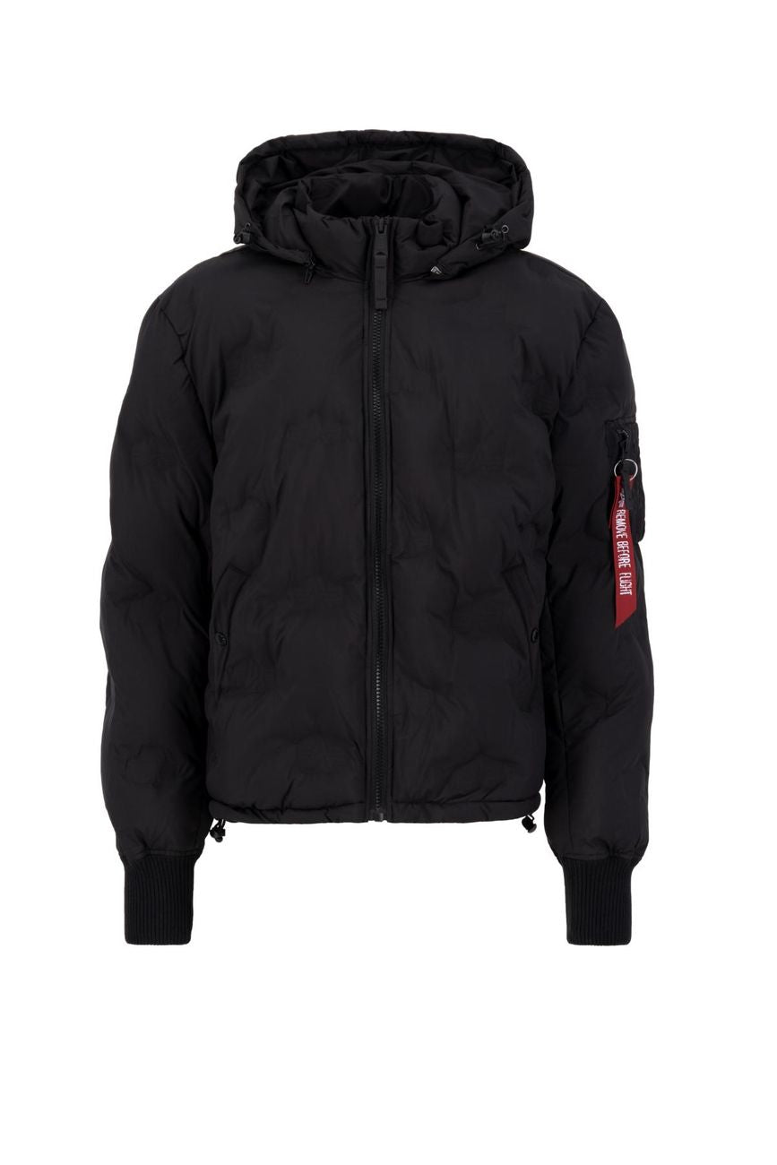 ALPHA INDUSTRIES HOODED LOGO PUFFER Herren Winterjacke - Alpha Industries - SAGATOO - 4059146569236