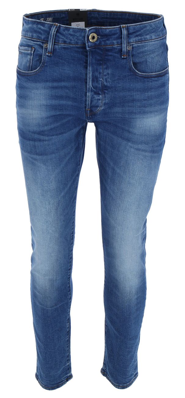 G-STAR RAW DENIM 3301 SLIM Azure Stretch Denim Herren Jeans - G-Star Raw Denim - SAGATOO - 8719768078610