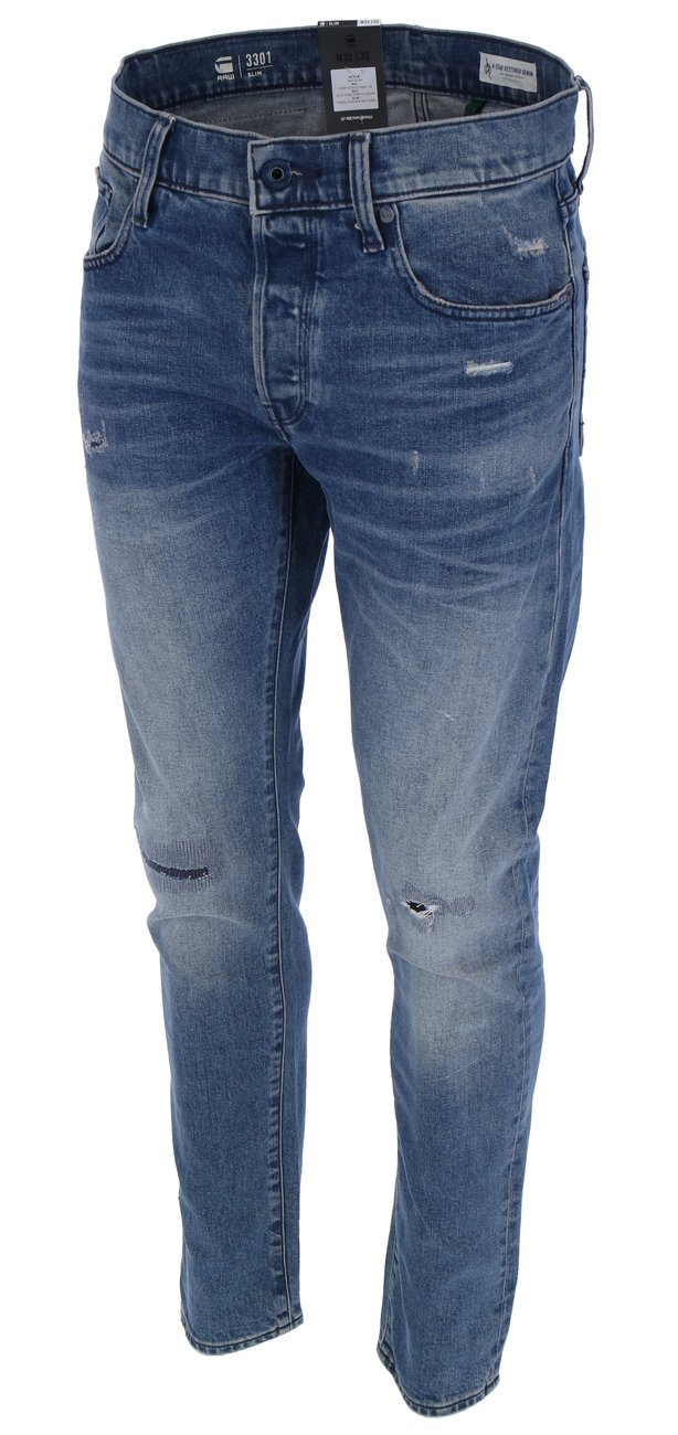 G-STAR RAW DENIM 3301 SLIM faded cascade restored Herren Jeans - G-Star Raw Denim - SAGATOO - 8720346257174