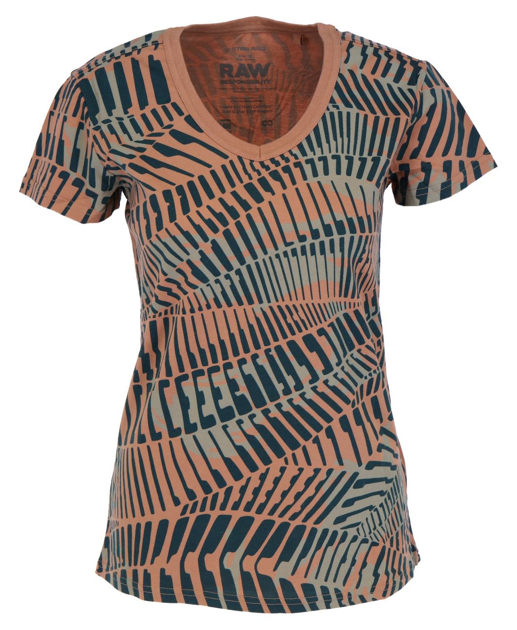 G-STAR RAW DENIM ALL OVER PRINT V T Damen T-Shirt - G-Star Raw Denim - SAGATOO - 8719772902932