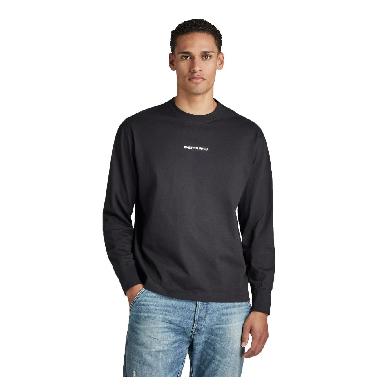 G-STAR RAW DENIM BOXY BASE R T L/S Herren Langarmshirt Oversize - G-Star Raw Denim - SAGATOO - 8720346869339