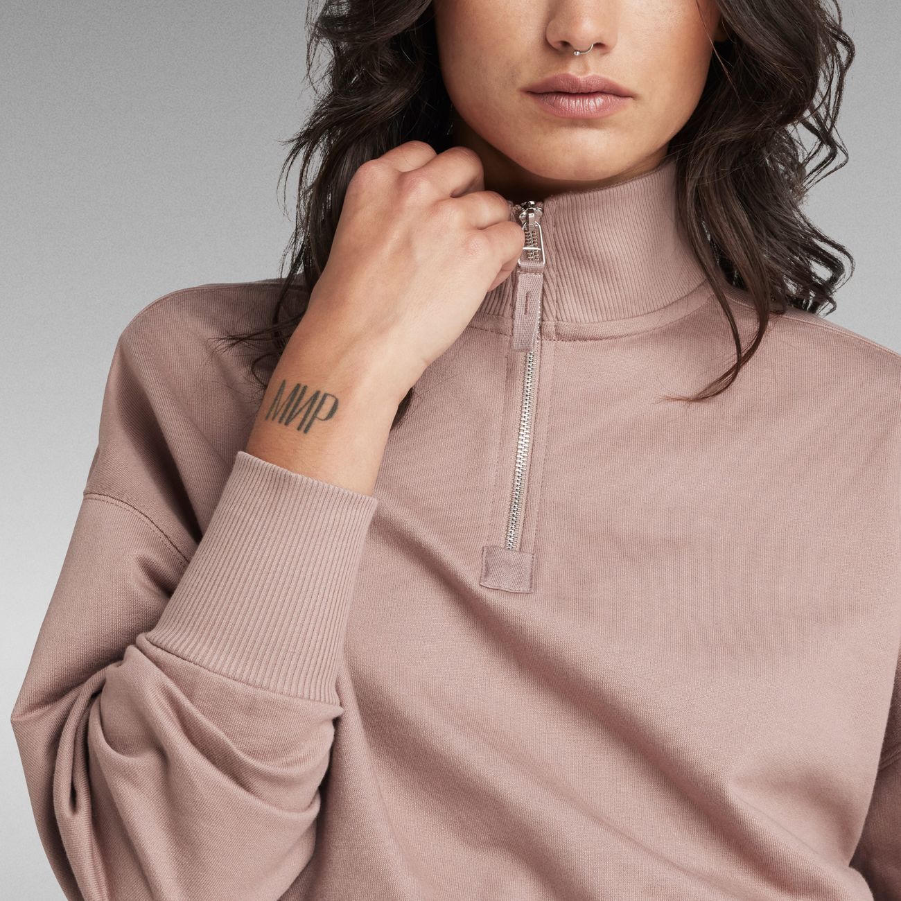 G-STAR RAW DENIM CROPPED 1/2 ZIP LOOSE SWEAT Damen Sweatshirt - G-Star Raw Denim - SAGATOO - 8720347471166