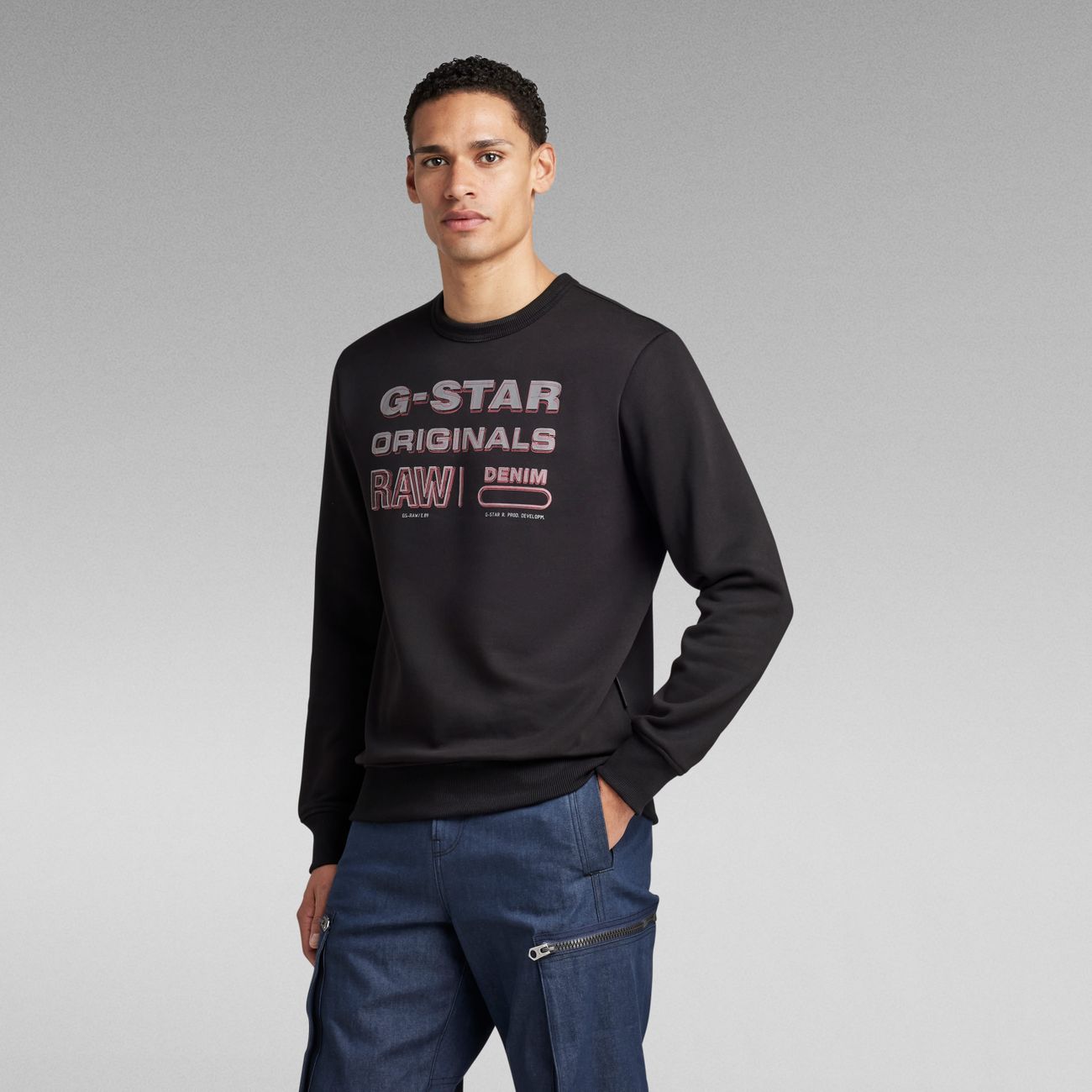 G-STAR RAW DENIM ORIGINALS STAMP R SWEAT Herren Sweatshirt - G-Star Raw Denim - SAGATOO - 8720346861869