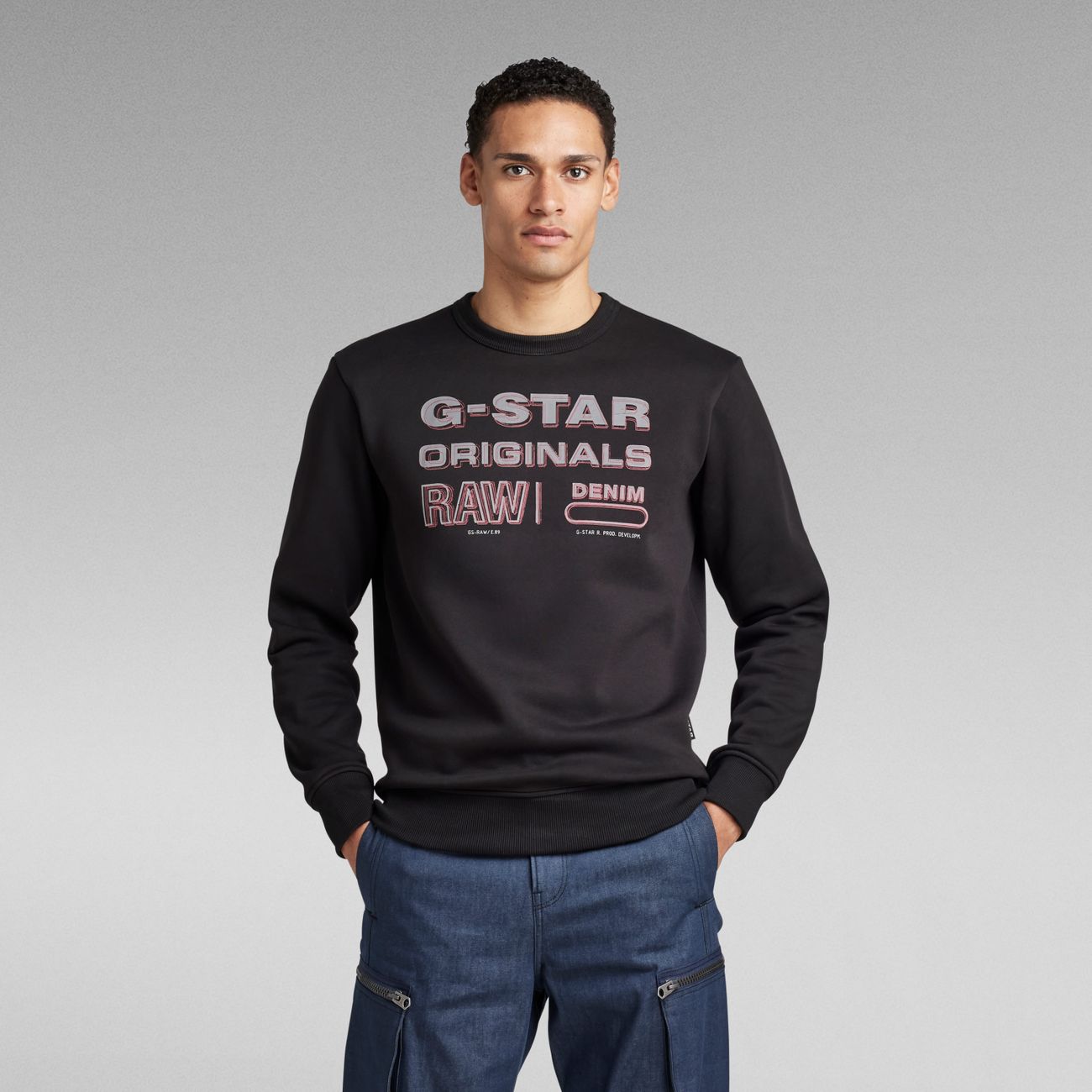 G-STAR RAW DENIM ORIGINALS STAMP R SWEAT Herren Sweatshirt - G-Star Raw Denim - SAGATOO - 8720346861869