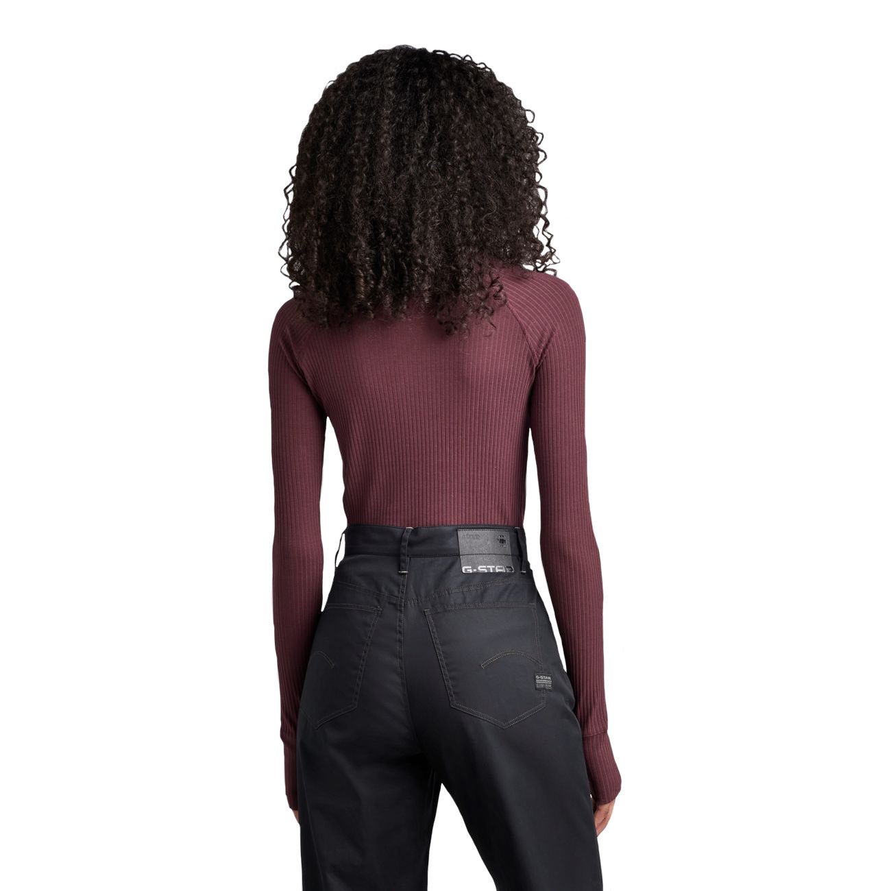 G-STAR RAW DENIM RIB MOCK SLIM L/S WMN Damen Turtleneck Shirt - G-Star Raw Denim - SAGATOO - 8720346842233