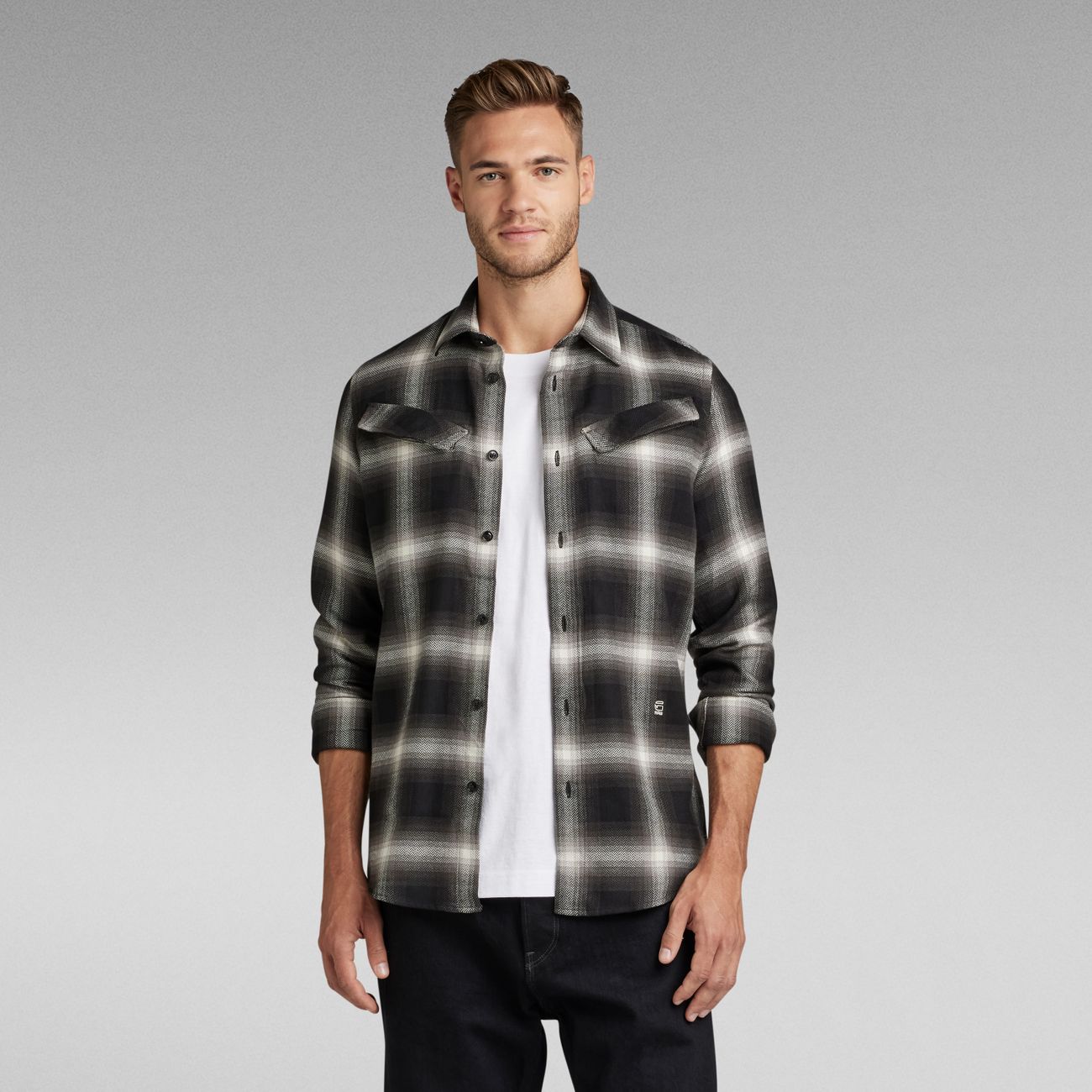 G-STAR RAW DENIM SLANT POCKET SLIM SHIRT Herren Langarm Karohemd - G-Star Raw Denim - SAGATOO - 8720346647340