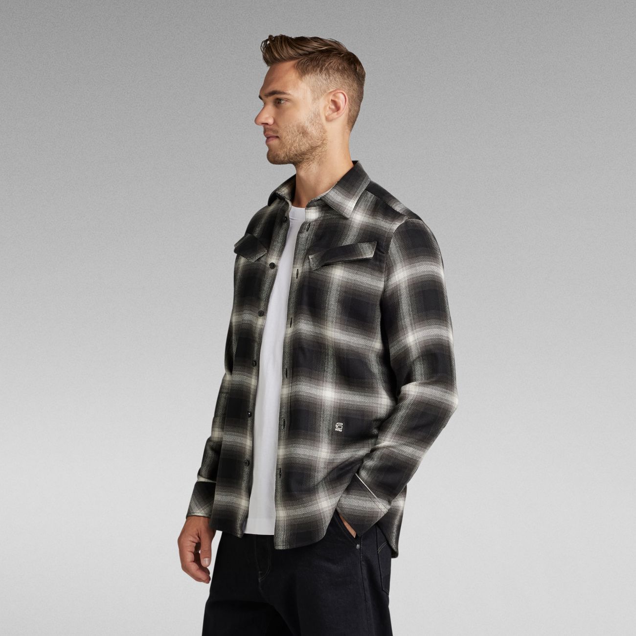 G-STAR RAW DENIM SLANT POCKET SLIM SHIRT Herren Langarm Karohemd - G-Star Raw Denim - SAGATOO - 8720346647340