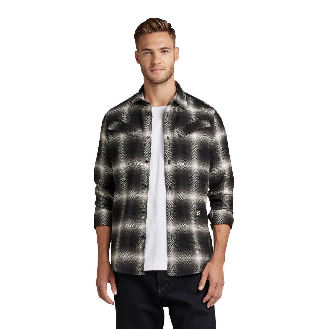 G-STAR RAW DENIM SLANT POCKET SLIM SHIRT Herren Langarm Karohemd - G-Star Raw Denim - SAGATOO - 8720346647395