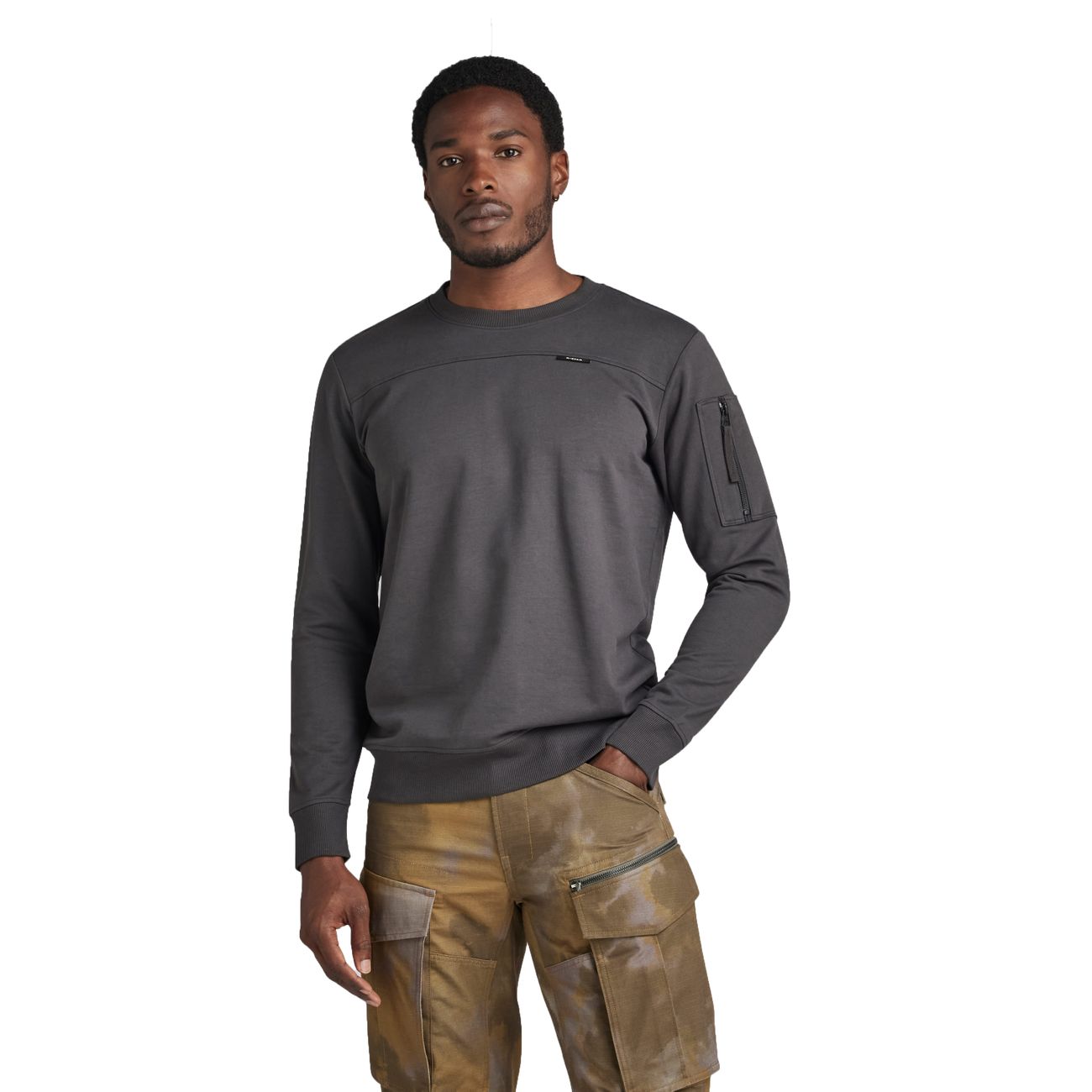 G-STAR RAW DENIM SLEEVE POCKET TWEETER Herren Sweatshirt - G-Star Raw Denim - SAGATOO - 8720347878835